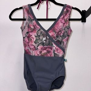 Luckyleo Custom Gray Floral Leotard